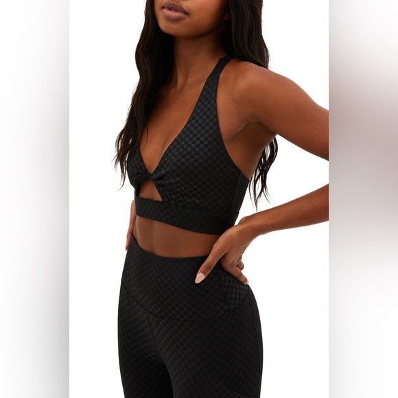 Beach Riot Twist Top in Black Embossed Check, Size Large, $98 - Picture 3 of 12